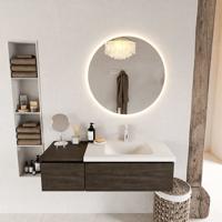MONDIAZ BUKLA 120cm badmeubel met module 40 kleur Dark Brown met 2 lades. Wastafel CLOUD rechts 1 kraangat kleur Talc. - thumbnail