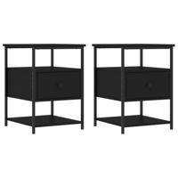 Nachtkastjes 2 st 40x42x56 cm bewerkt hout zwart - thumbnail