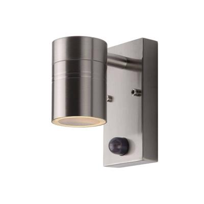 Lucide ARNE-LED IR - Wandspot / Wandlamp Binnen/Buiten - Ø 6,3 cm - LED - GU10 - 1x5W 2700K - IP44 - Beweging & dag/nacht sensor - Mat chroom