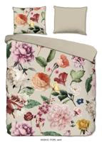 Descanso Dekbedovertrek "bloemen" - Zand - (200x200/220 cm) - Biologisch Katoen satijn - thumbnail