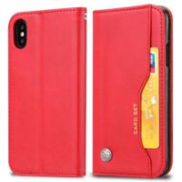 Knead huidtextuur horizontale Flip lederen case voor iPhone XS/X met foto frame & houder & kaartsleuven & portemonnee (rood) - thumbnail