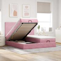 Ottoman bed met matrassen en LED's 180x200cm fluweel roze - thumbnail