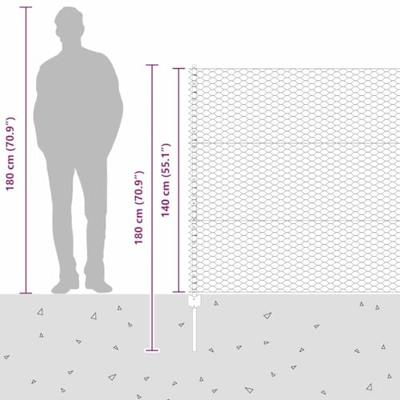 VidaXL Hek met paal grijs 1,4 x 10 m staal en pvc