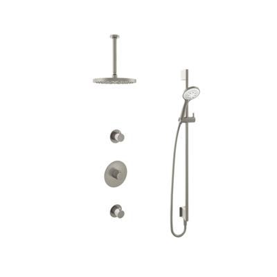 Hotbath Buddy - Inbouw Regendoucheset - 2 Stopkranen - Thermostatisch - Plafondbuis 30 cm - Hoofddouche 250 mm - Ronde Handdouche 3 Standen - Glijstang 900 mm - Waterbesparend - V02