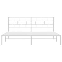 Bedframe met hoofdbord metaal wit 193x203 cm - thumbnail