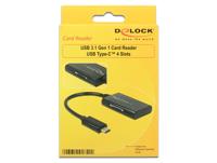 DeLOCK USB 3.1 Gen 1 Card Reader USB Type-C male 4 Slots kaartlezer - thumbnail