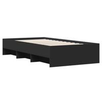 Bedframe bewerkt hout zwart 100x200 cm - thumbnail