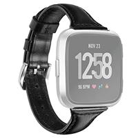 Fitbit Versa 1 / 2 & Lite bandje TPU leer - Zwart - thumbnail