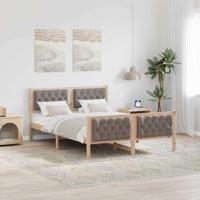 Bedframe met hoofdeinde Taupe 150 x 200 cm Massief grenenhout - thumbnail