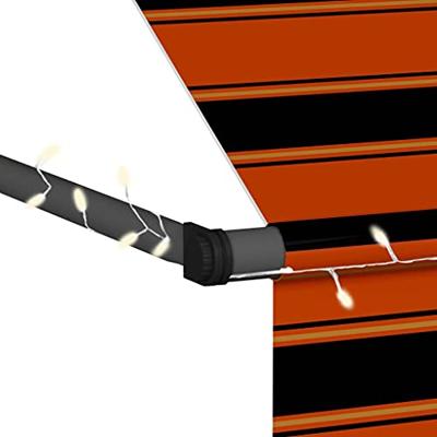 Luifel handmatig uitschuifbaar met LED 350 cm oranje en bruin - thumbnail