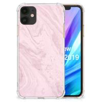 Apple iPhone 11 Anti-Shock Hoesje Marble Pink - Origineel Cadeau Vriendin - thumbnail