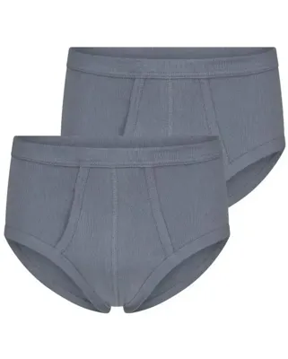 2-pak heren slips met gulp antraciet - Grijze katoenen heren onderbroeken met sluiting