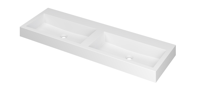 INK Momento Wastafel Polystone Dubbel Zonder Kraangat - 1400x450x90 mm - Mat Wit - thumbnail