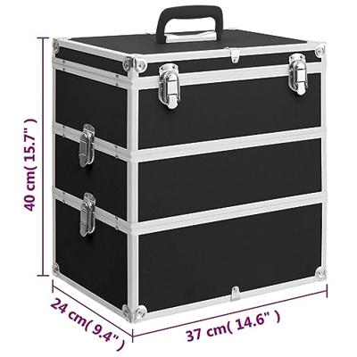 VidaXL Make-up koffer 37x24x40 cm aluminium zwart VidaXL Make-up koffer 37x24x40 cm aluminium zwart