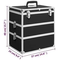Make-up koffer 37x24x40 cm aluminium zwart - thumbnail