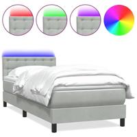 Boxspring met matras en LED fluweel lichtgrijs 80x220 cm - thumbnail