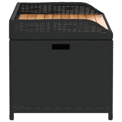 Opbergbankje 100x50x52 cm poly rattan en acaciahout zwart - thumbnail