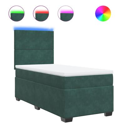 Boxspring met matras fluweel donkergroen 200x200 cm - thumbnail