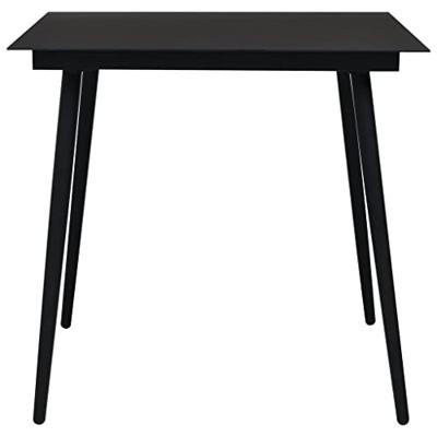 Tuintafel 80x80x74 cm staal en glas zwart - thumbnail