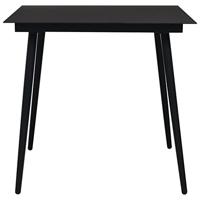 Tuintafel 80x80x74 cm staal en glas zwart - thumbnail