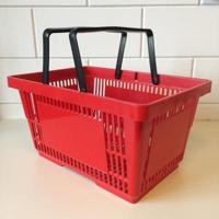 Winkelmandje rood BIG met 2 handgrepen - thumbnail