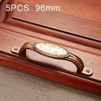 5 stuks 5008-96 kabinet zink legering retro handvat koffie kat oog handvat (koffie nep Gouden bloem) - thumbnail