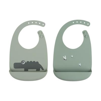 Set van 2 Croco siliconen slabbetjes DONE BY DEER groen
