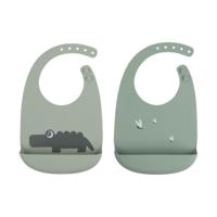 Set van 2 Croco siliconen slabbetjes DONE BY DEER groen - thumbnail