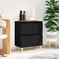 Dressoir 60x35x70 cm bewerkt hout zwart - thumbnail