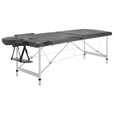 VidaXL Massagetafel met 2 zones 186x68 cm aluminium frame antraciet