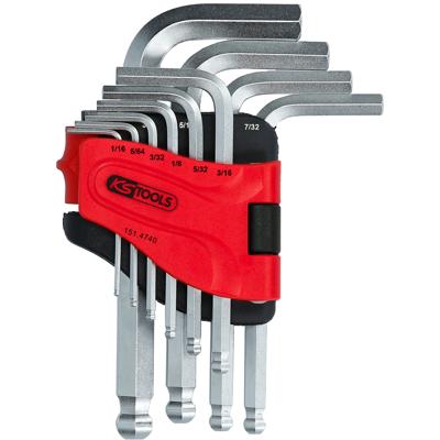 KS Tools 151.4740 Inbus Haakse schroevendraaierset 1/16 inch, 5/64 inch, 3/32 inch, 1/8 inch, 5/32 inch, 3/16 inch, 7/32 inch, 1/4 inch, 5/16 inch, 3/8 inch