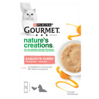 GOURMET Nature's Creations Puree met Zalm en een vleugje Wortel kattensnacks 5x10g - thumbnail