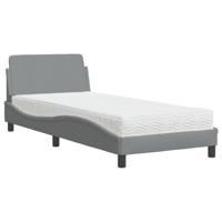 Bed met matras stof lichtgrijs 90x190 cm - thumbnail