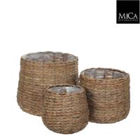 Mand rond lichtbruin h21xd18 cm Mica Decorations - Mica decorations - thumbnail