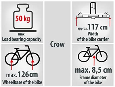 Eufab Fietsendrager Crow 11563 Aantal fietsen (max.): 2