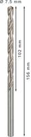 Bosch Accessories 2608596826 HSS Metaal-spiraalboor 7.5 mm Gezamenlijke lengte 156 mm Geslepen DIN 340 Cilinderschacht 5 stuk(s) - thumbnail