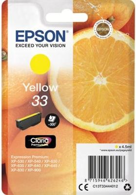 Epson Inktcartridge 33 Origineel Geel C 13 T 33444012 Epson Inktcartridge 33 Origineel Geel C 13 T 33444012