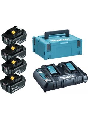 Makita Accu Starterset 18V DC18RD 4xBL1860B - 198091-4 Makita Accu Starterset 18V DC18RD 4xBL1860B - 198091-4