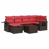 7-delige Loungeset met kussens poly rattan bruin - thumbnail