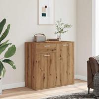 Dressoir 80x36x75 cm bewerkt hout artisanaal eikenkleur - thumbnail
