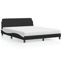 Bed met matras "Dover" kunstleer zwart en wit 160x200 cm - thumbnail