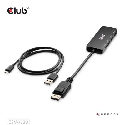club3D CSV-7330 DisplayPort / Micro-USB / HDMI Adapter [2x DisplayPort stekker, Micro-USB - 3x HDMI-bus] Zwart 14 cm