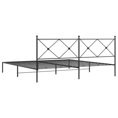 Bedframe met hoofdbord metaal zwart 193x203 cm Bedframe met hoofdbord metaal zwart 193x203 cm