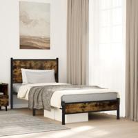Bedframe zonder matras metaal gerookt eikenkleurig 75x190 cm - thumbnail