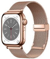 Milanese bandje met vouwbare magneetsluiting - Champagne goud - Geschikt voor Apple Watch 44mm / 45mm / 46mm / 49mm - thumbnail