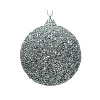 Kerstbal foam kraal d8 cm zilver hangdeco Decoris - Decoris - thumbnail