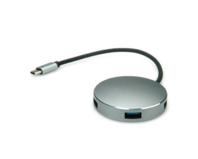 ROLINE USB 3.2 Gen 1 hub, rond, 4-voudig, type C aansluitkabel