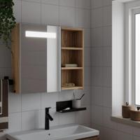 Badkamerkast met spiegel en LED 60x13x52 cm eikenkleurig - thumbnail