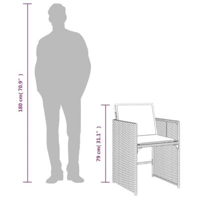 Tuinstoelen 4 st met kussens poly rattan zwart - thumbnail
