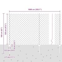 VidaXL Hek met paal zilver 1,2 x 10 m staal - thumbnail